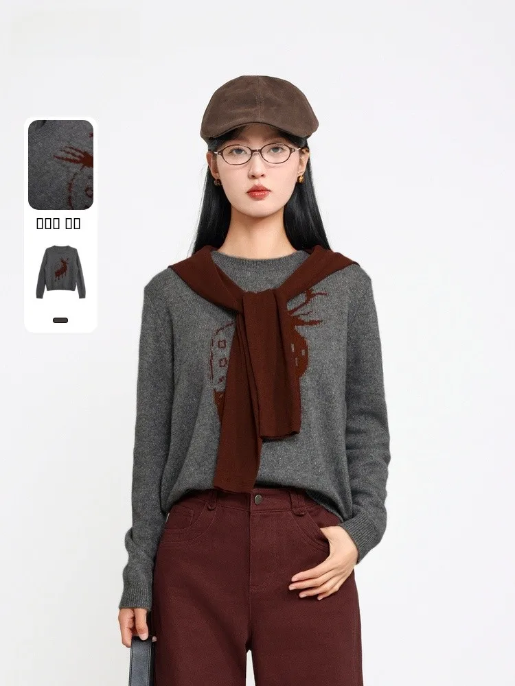 

Простой круглый вязаный свитер на зиму, новинка, универсальный, свободного кроя, с длинными рукавами, JYDQD Memory Start Point, женский