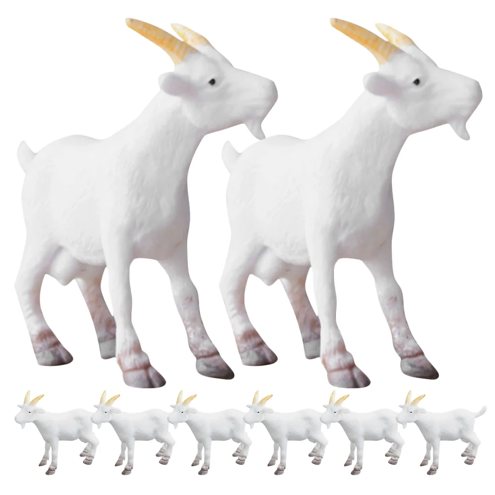 Animal Simulated Aries Model Toy Adorable Goat Crafts Two Old Goats White Pvc Decor