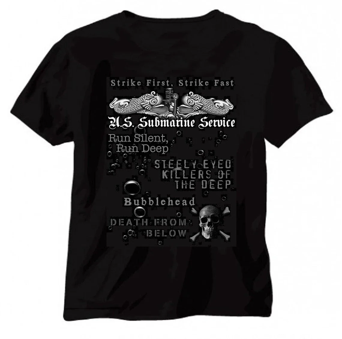 Strike First, Strike Fast. US Submarine Service T-Shirt 100% Cotton O-Neck Short Sleeve Summer Casual Mens T-shirt Size S-3XL