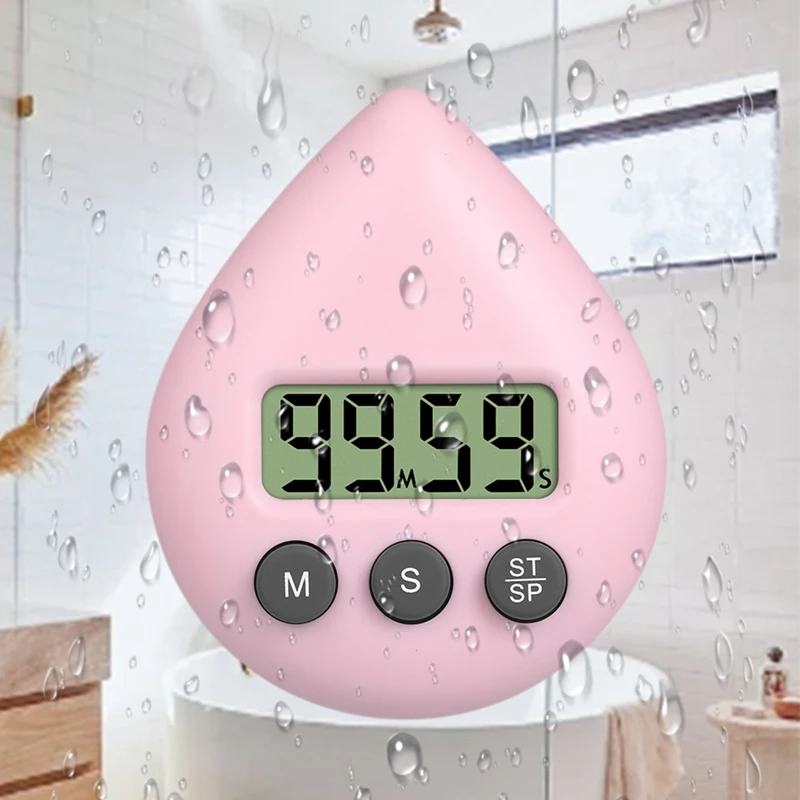 Digital Kitchen Timer Water Drop Electronic Alarm Clock 8 Color Waterproof Energy Saver Digital Timer For Shower Study Cook