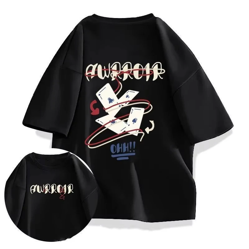 

Motorcycle25European and American trendy short-sleeved men's and women's loose and comfortable summer couple pure cotton T-shirt