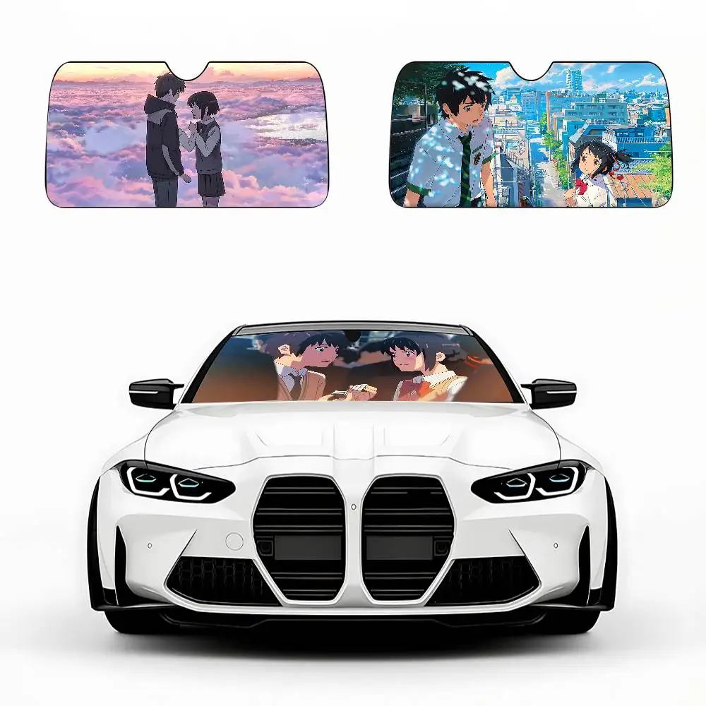 Anime Y-your N-name Stylish And Trendy Windshield Sunshade, Car Windshield Cover, Car Sunshade Curtain, Car Sun Protection Cover view 3