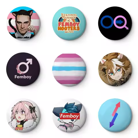 Femboy Soft Button Pin Customizable Metal Decor Women Jewelry Gift Cute Funny Hat Lover Lapel Pin