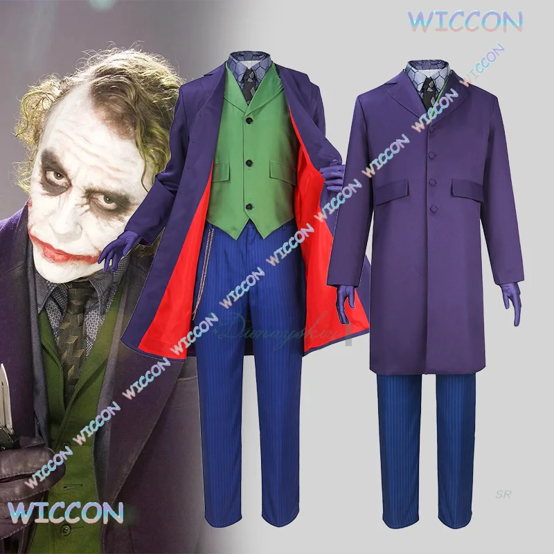 

Youkoo Movie Dark Clown Cosplay Costume Knight Funny Suit Adult Man Purple Suit Scary Clown Costume Halloween Party Carnival