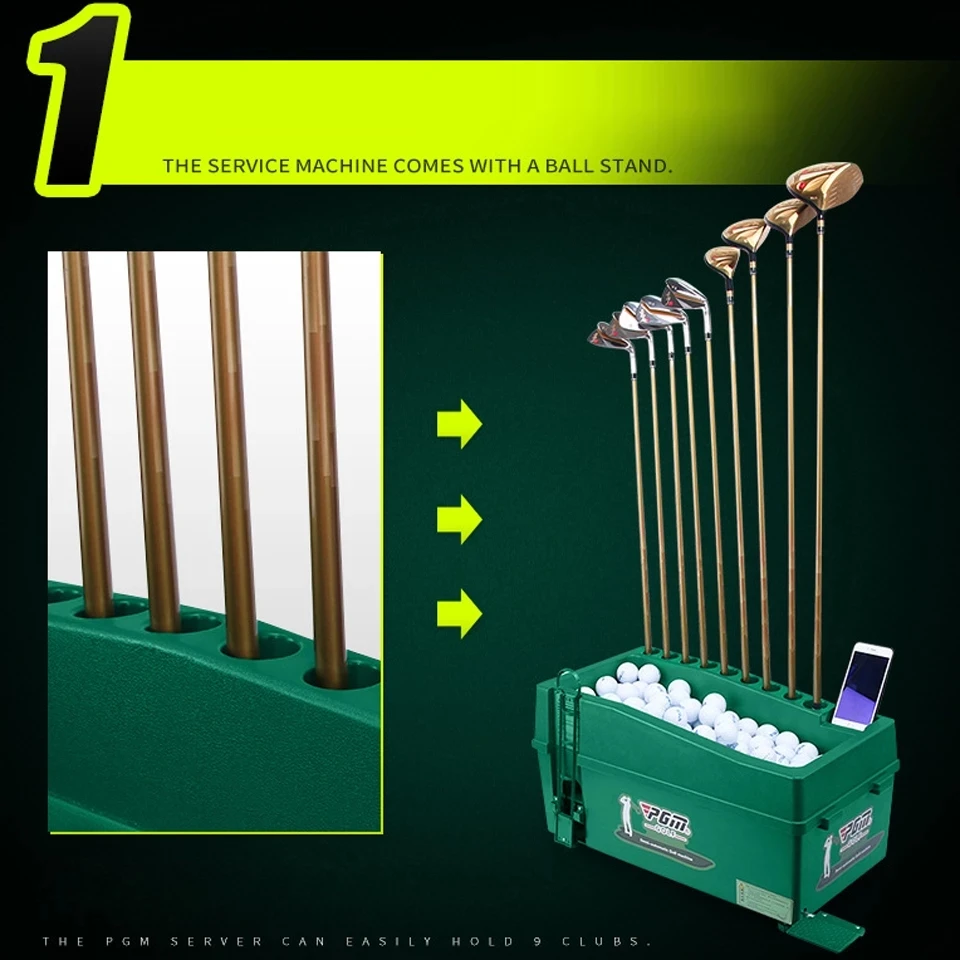 

PGM Multifunctional Golf Ball Automatic Server Pitching Machine Robot Swing Trainer Hold 60-100 Balls And 9 Golf Rods Pole 2022