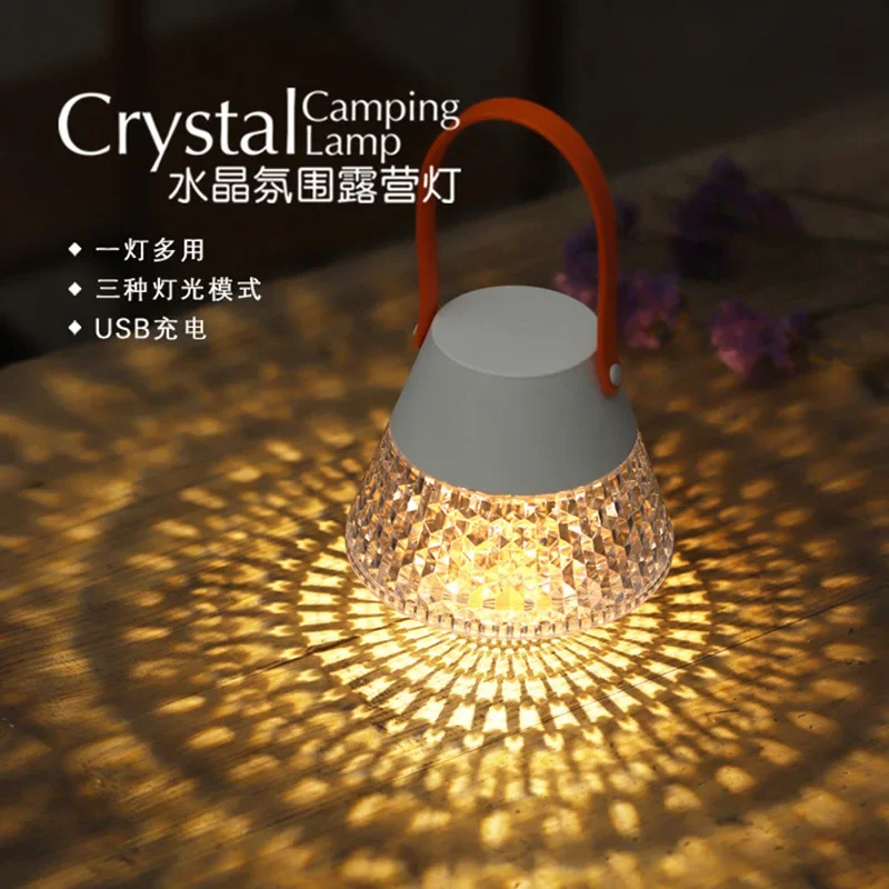 Portable Light Camping Lantern Multifunctional Lamp Rechargeable Led Outdoor Diamond Touch Bedside Tabletop Decoration Desk New