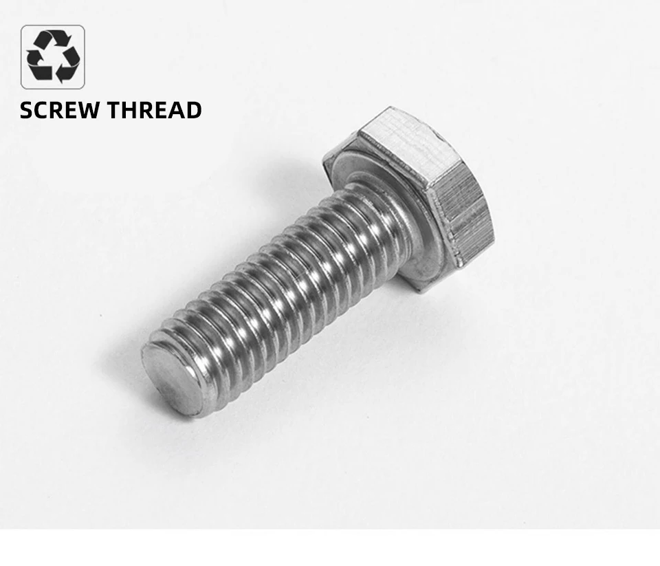 INOX Edelstahl Sechskantschraube DIN933 Vollgewinde Sechskant-Maschinenschraube SS304 SS316 Metrischer Befestiger M3 M4 M5 M6 M8 M10 M12 – Detail 5