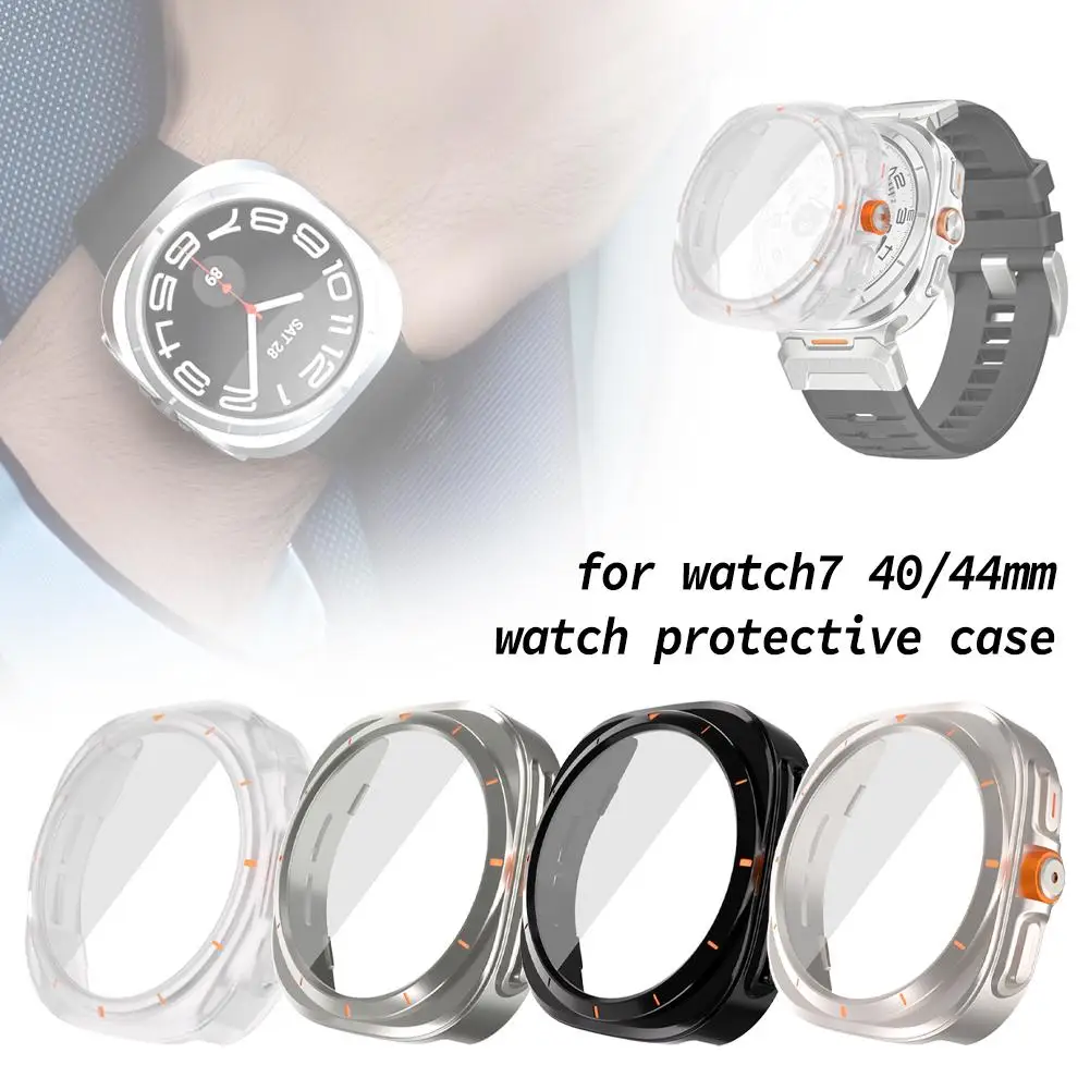 Ubah ke casing Ultra untuk Samsung Galaxy Watch, pelindung layar kaca Tempered super 47mm Upgrade ke Galaxy Watch 7 6 40mm 44mm