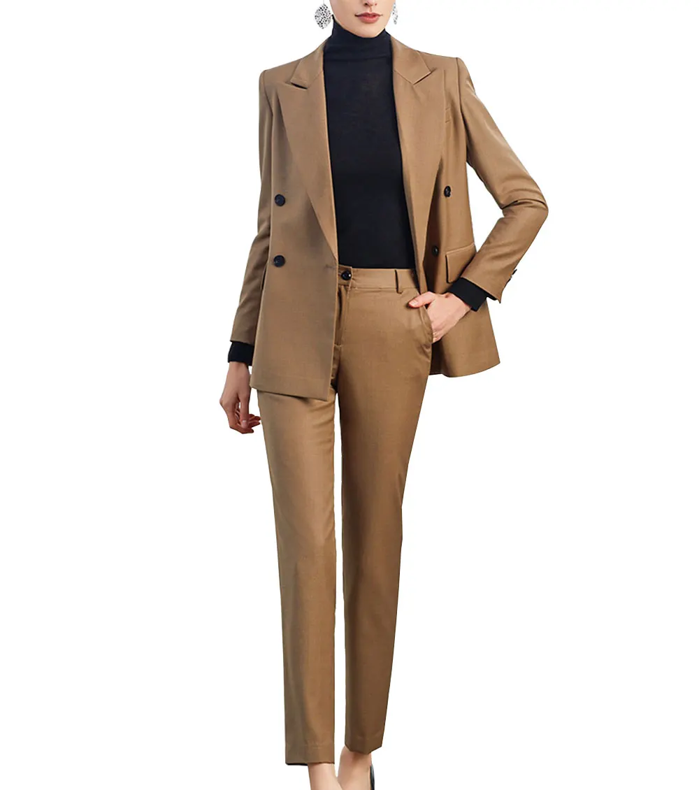 

2 Piece Office Lady Business Suit Set Solid Work Slim Fit Women's Blazer Suits Pant(Blazer+Pants)