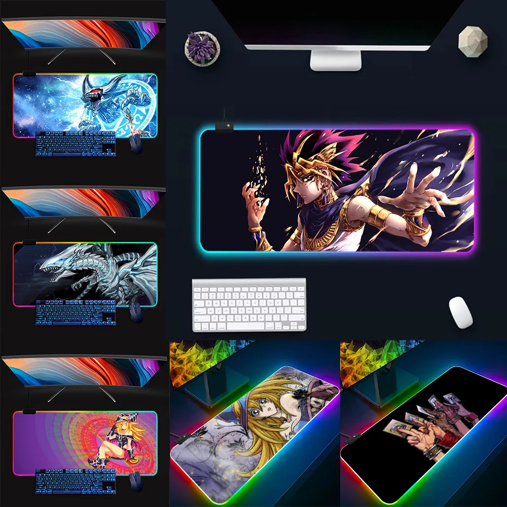 Game Yu Gi Oh RGB Pc Gamer Keyboard Mouse Pad Mousepad LED Glowing Mouse Mats Rubber Gaming Computer Mausepad