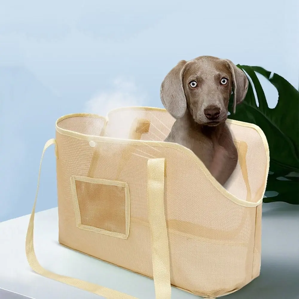Mesh Dog Carrier Bag Large Capacity Breathable Pet Carrier Purse Anti-Escape Foldable Puppy Shoulder Handbag Cats
