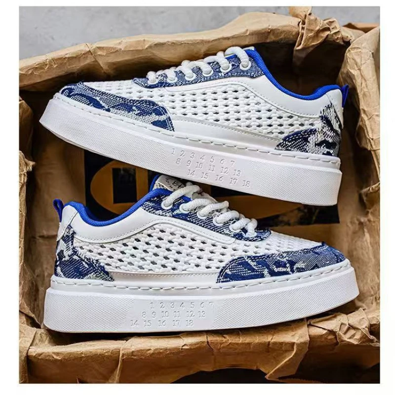 

Men Camouflage Print Breathable Mesh Platform Sneakers Thick Sole Non-slip Walking Board Shoes for Man Summer New Designer Shoes