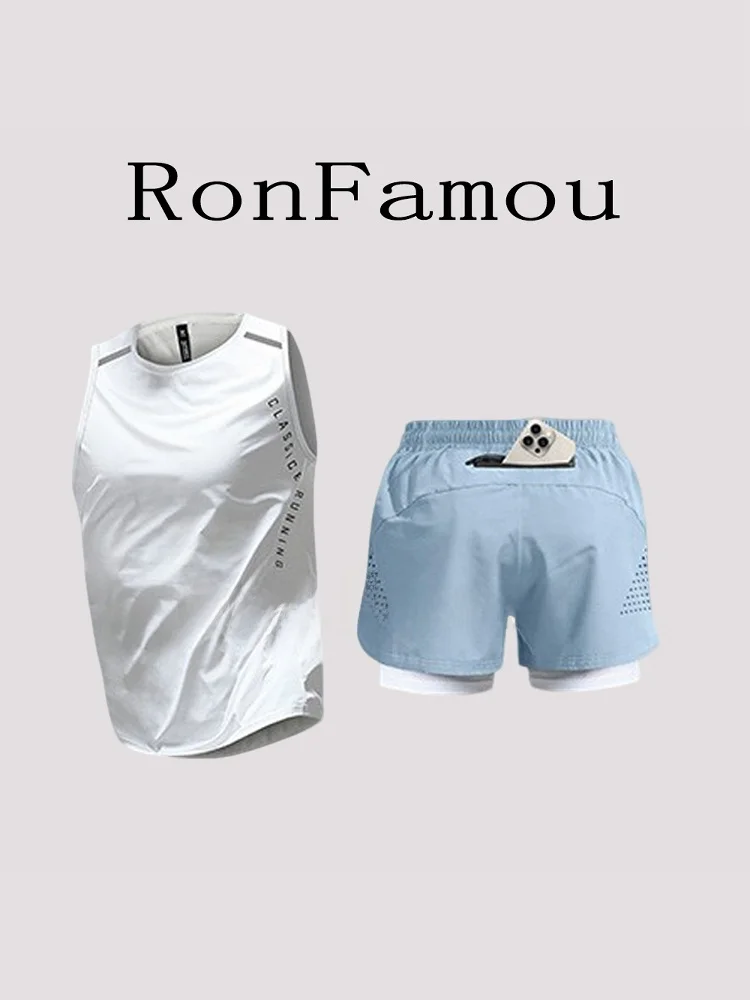 

Роскошный комплект для бега Global для мужчин, жилет из ледяного шелка Qui Dry, тренировочная одежда для легкой атлетики, одежда для фитнеса, костюм для бега, спортивная одежда