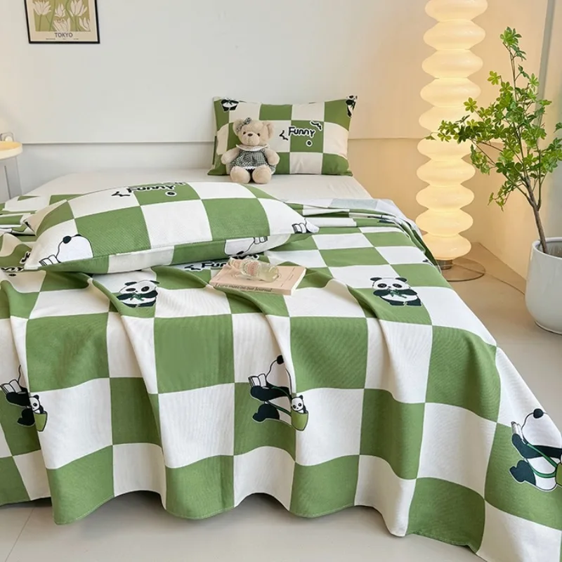 

1pc Simple cartoon bedding soft and breathable lightweight large bed sheet pillowcase needs to be purchased separately