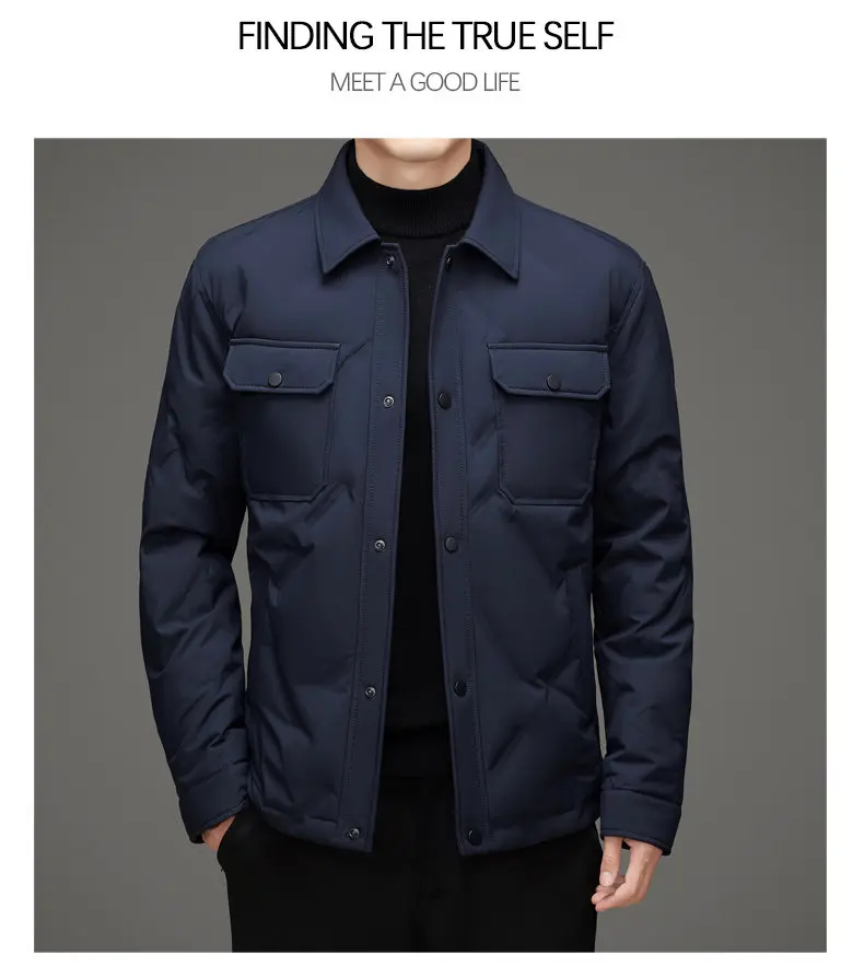 Men's 50% White Duck Down down coat 2026 winter turndown collar warm Down Jackets men fashion light and thin Jacket M-4XL