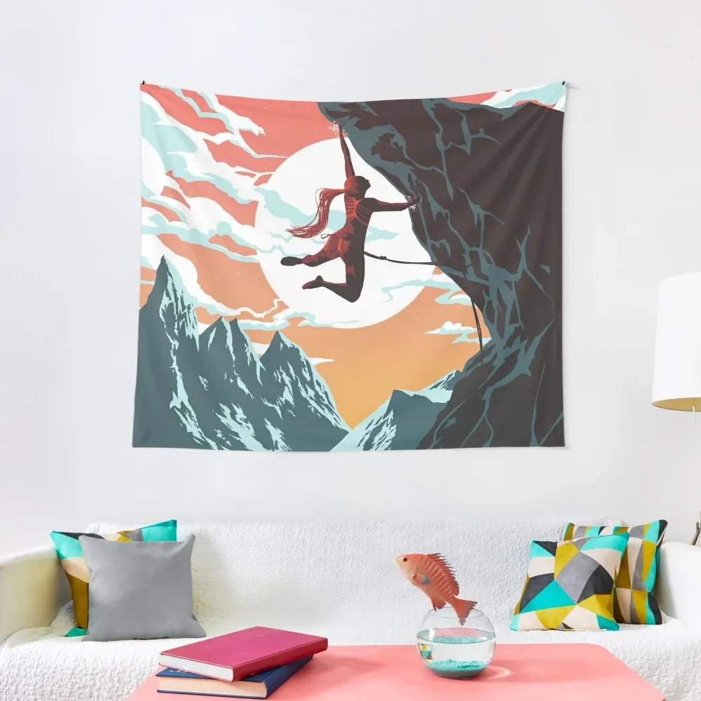 Climbing Girl Vector Art Tapestry Wall Carpet Room Aesthetic Tapestry