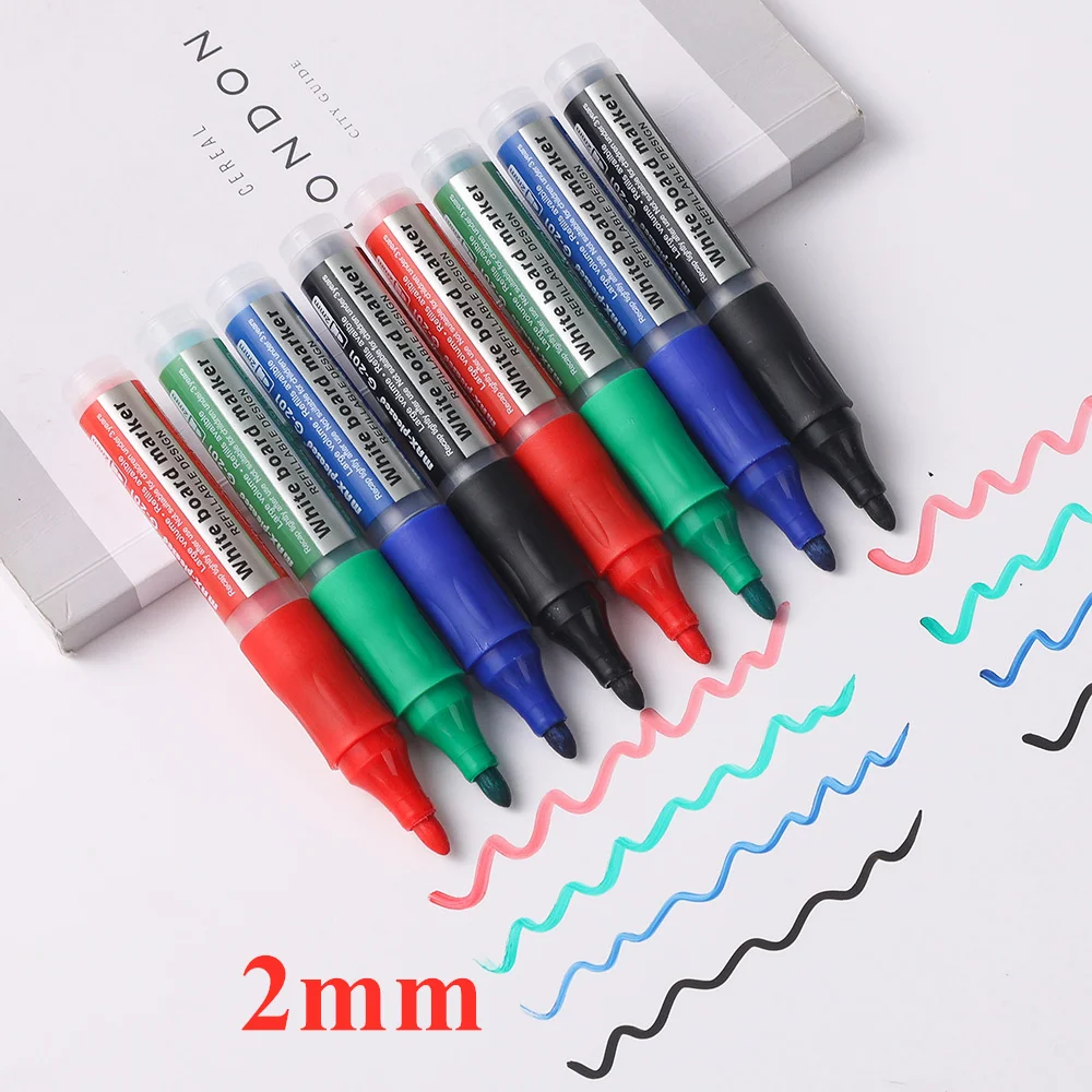 4 Colors Dry Erase Whiteboard Marker Pen Refillable Erasable Chalk Pens Low Odor White Board Markers Office School Stationery