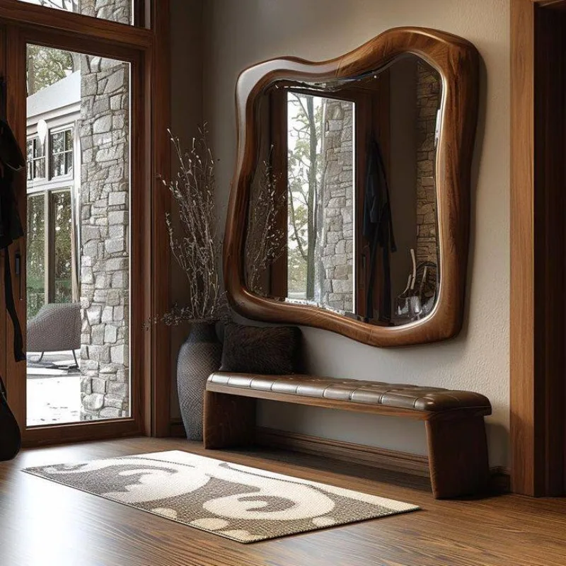 French retro full-length mirror household bedroom wall-mounted full-length mirror special-shaped makeup mirror