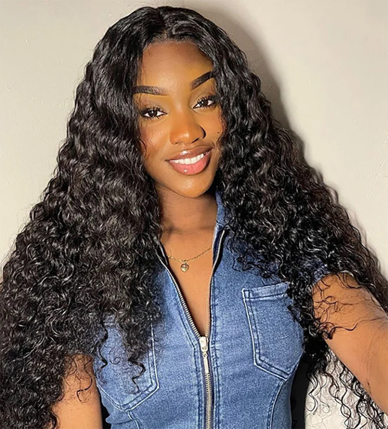 Water Wave HD Transparent Frontal Wig 13x4 Curly Lace Front Human Hair Wigs For Women Deep Wave Lace Frontal Wigs