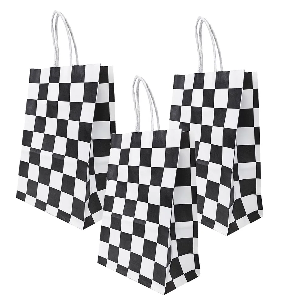 5/10/20/30/40/50pcs Black And White Checkered Portable Handheld Paper Bags Race Car Theme Party Supplies Decor Boys Favor Gifts