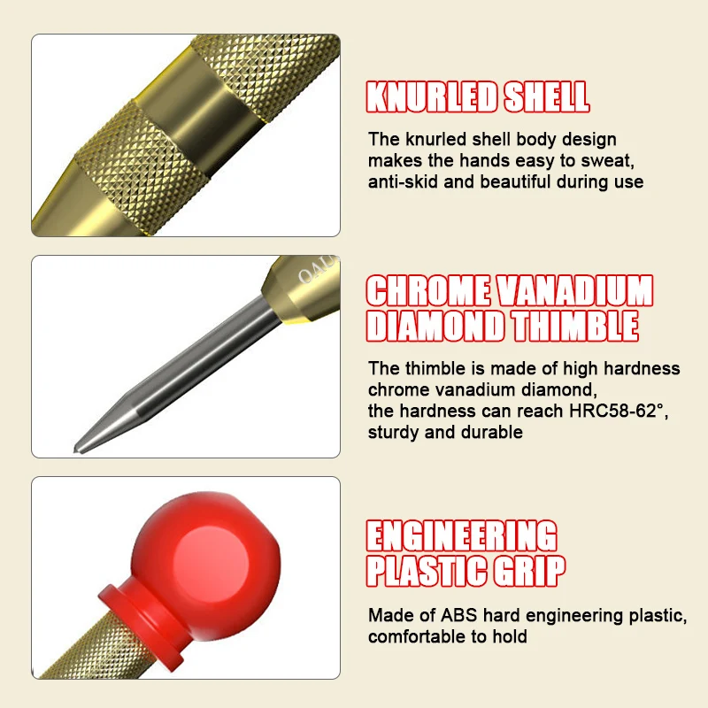 Automatic Center Punch General Center Woodworking Pin Locator Adjustable Spring Loaded Marker Wood Press Dent Drill Hand Tools