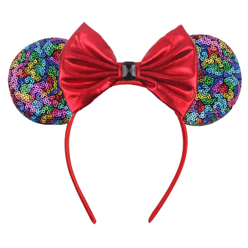 Disney Mickey Mouse Ears Headband Women Festival Party Hair Accessories Colorful Sequins Bows Headbands for Kids Girls Hairbands