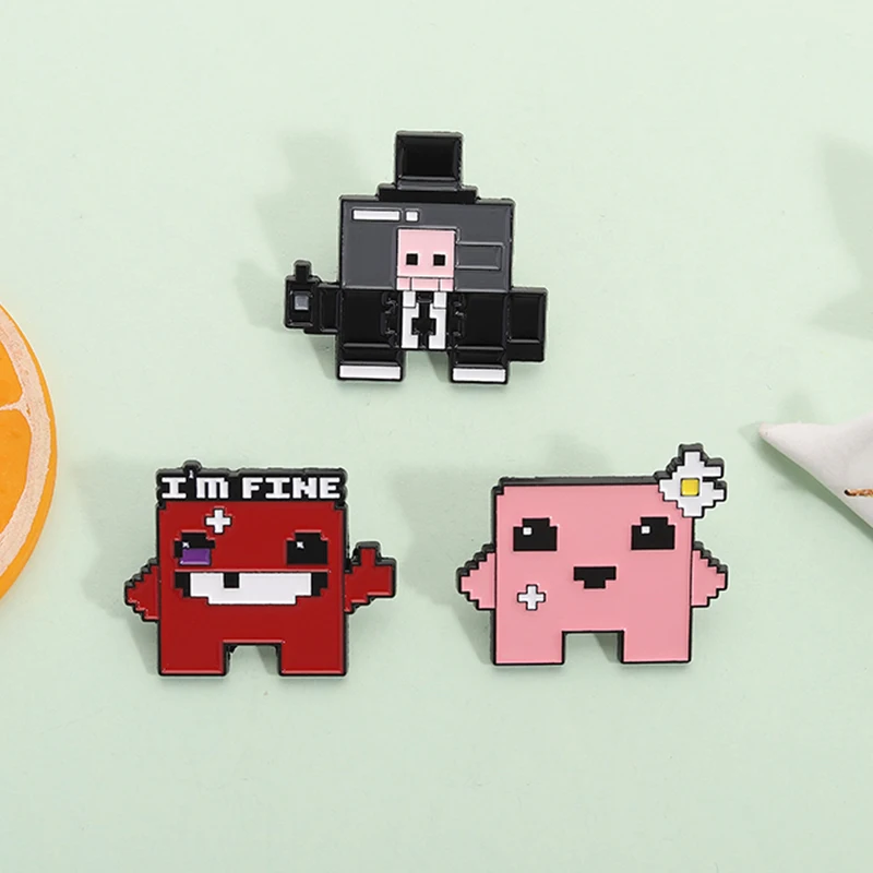 سوبر اللحوم الصبي ضمادة فتاة المينا دبابيس لعبة فيديو شخصيات دبابيس التلبيب على ظهره شارة مجوهرات هدايا للأطفال الأصدقاء #2