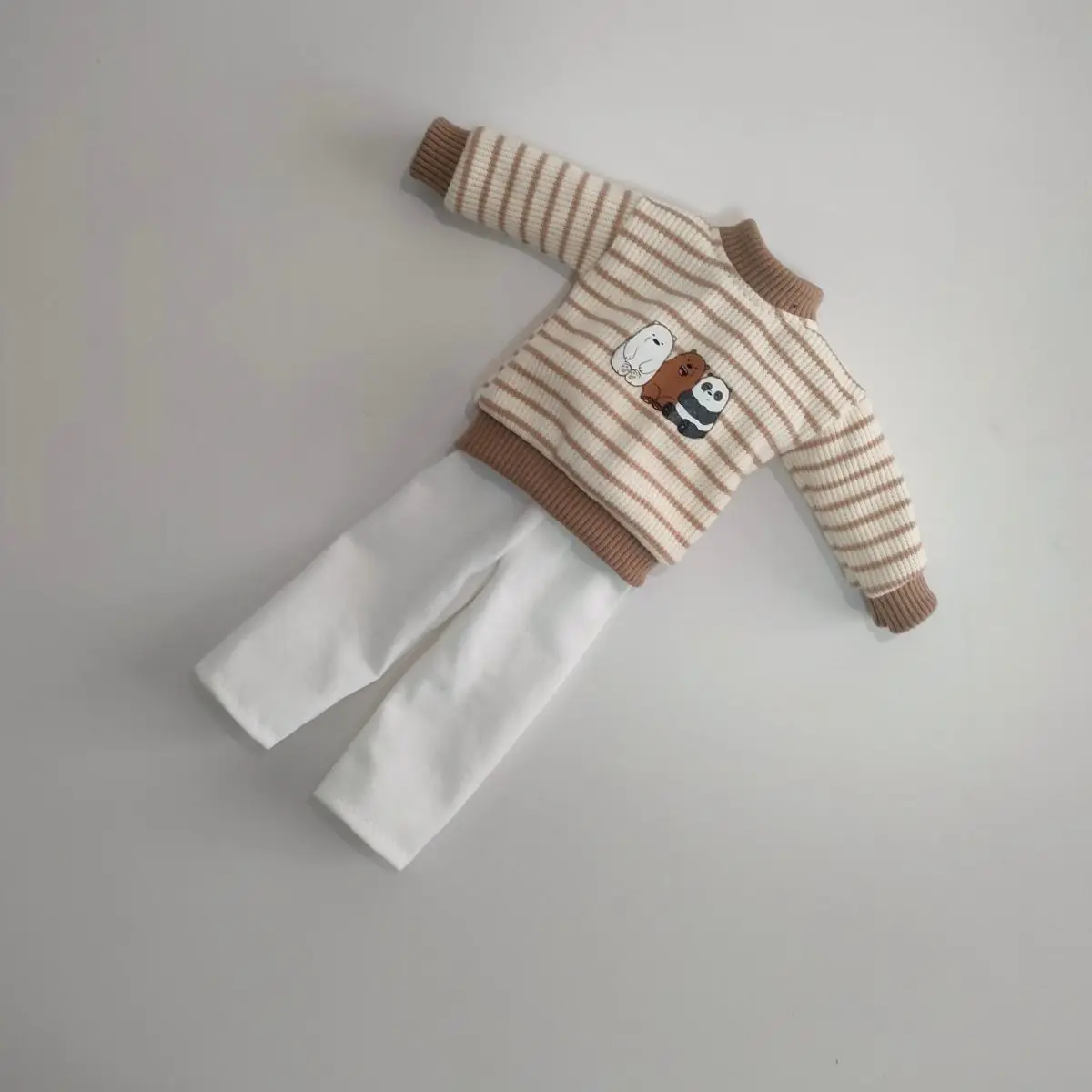 Novo 1/6 roupas de boneca terno para 30cm bjd boneca listrado moletom + calças menina brinquedos vestir-se jogar casa boneca acessórios, sem boneca