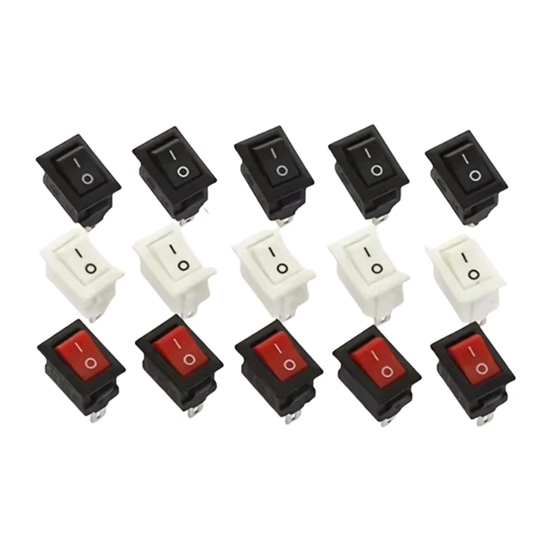 15Pcs 2 Position Toggle Switches Electrical Equipment Rocker Power Switches Iron Plastic Construction for Home Appliance