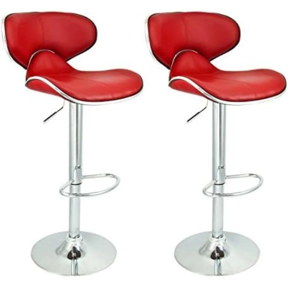 

2 x PU Leather Hydraulic Lift Adjustable Counter Bar Stool Dining Chair Red -Pack of 2 (151) Made