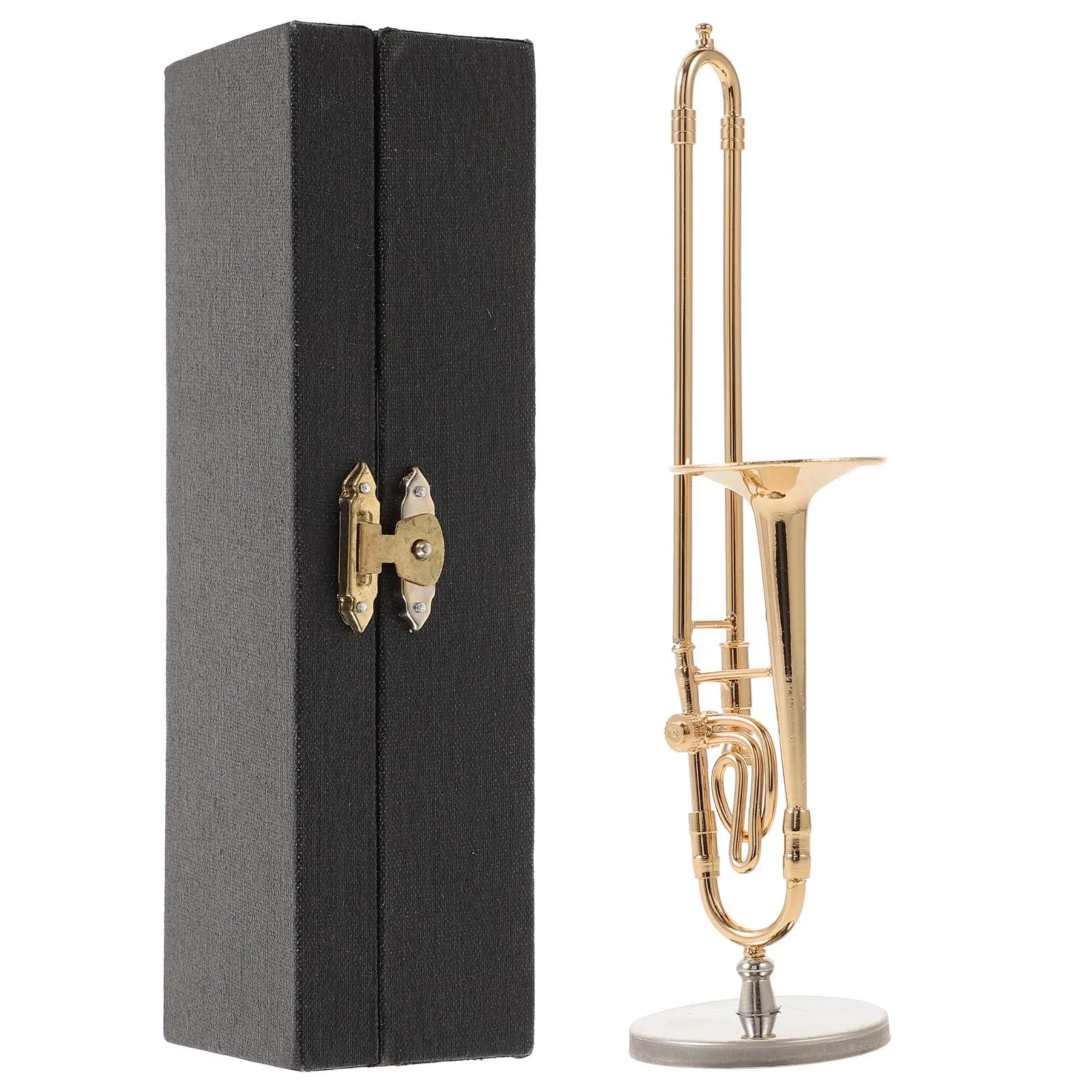 

Trombone Model Copper Craft Instrument Ornament Decor Desktop Small Instruments