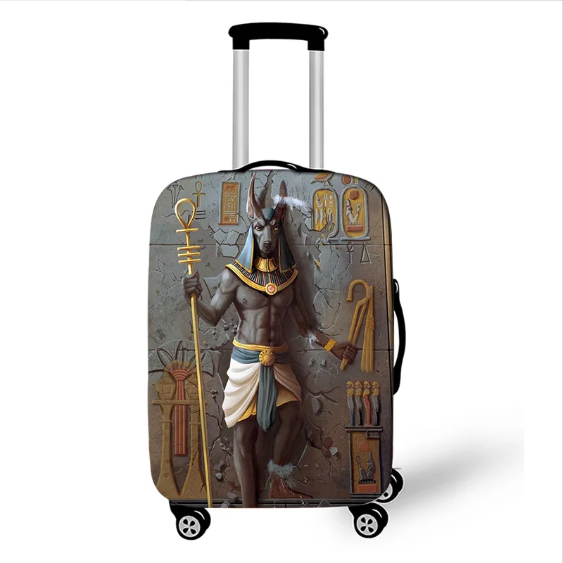 Housse de bagage imprimée d\'art égyptien, couvre-valise de voyage pour femmes et hommes, couvre-valise de protection Horus avec chariot, cadeau