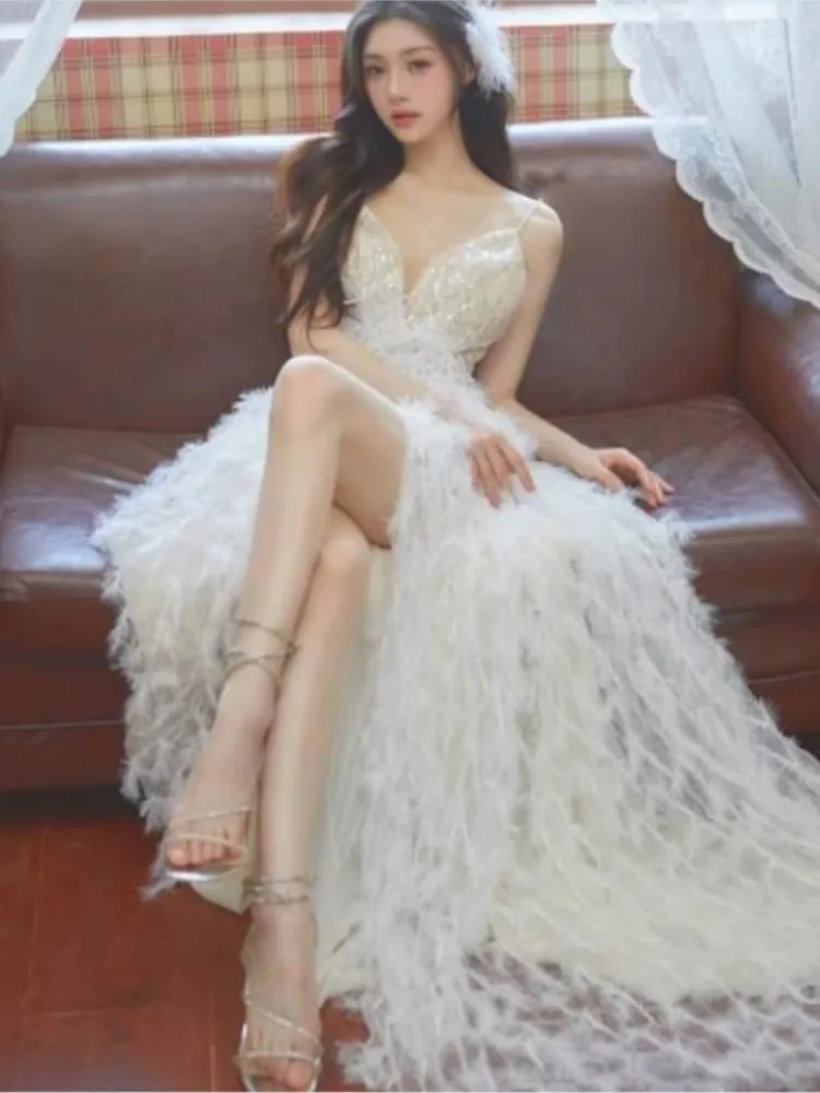

A niche elegant light luxury heavy craftsmanship and fairy-like long dress