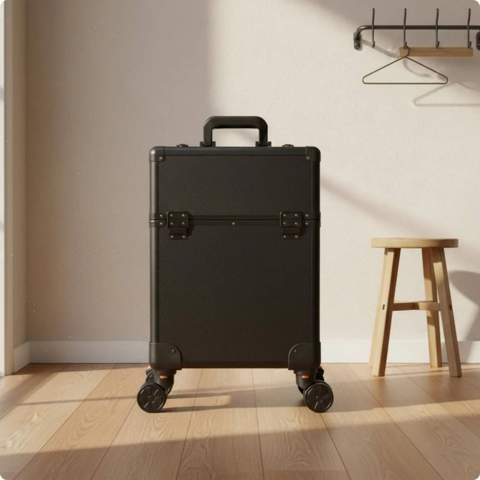 

Makeup Artist Trolley Case Long-Lasting Large Capacity Rolling Makeup Case Aluminum Frame for Hair Stylists