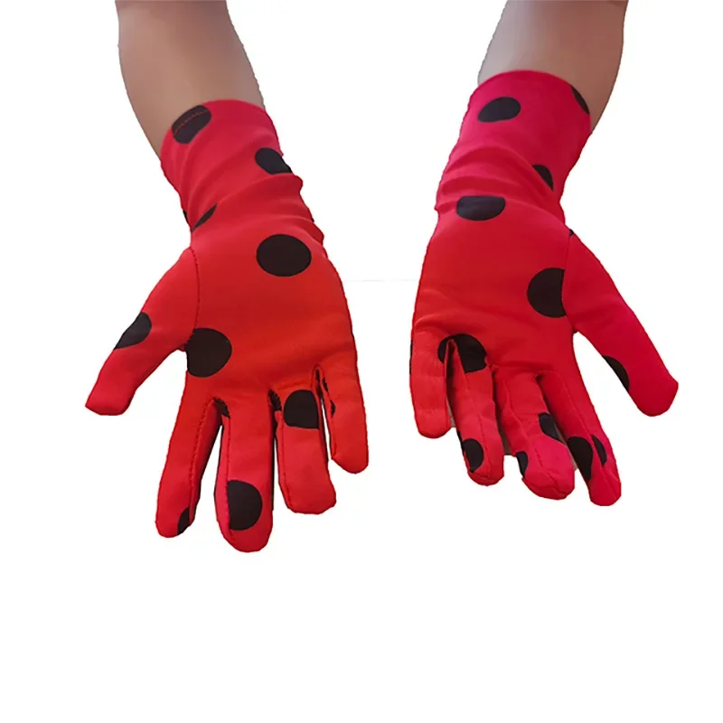 Gadis Fancy Dress Up sarung tangan lucu Ladybug sarung tangan untuk anak perempuan Halloween berdandan gaun pesta aksesoris