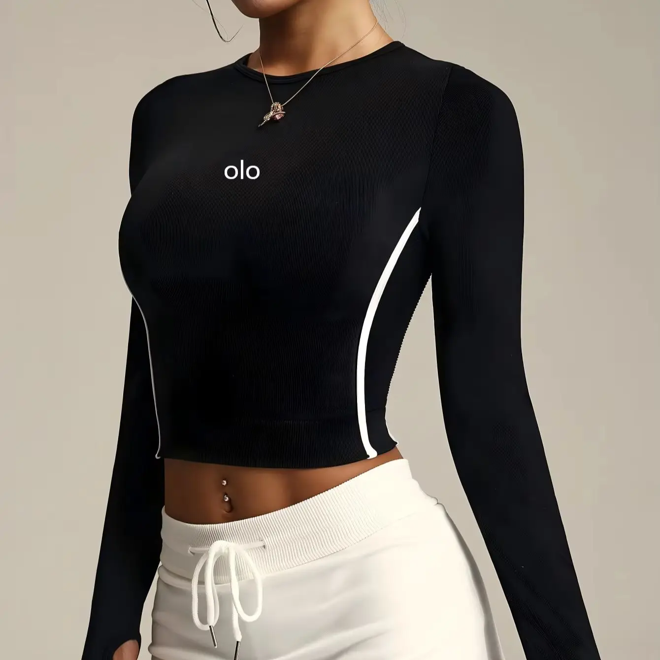 AliExpress NONE Summer Outdoor Sports Tops Yoga Clothes, Fitness Clothes for Women's Cycling and Running Long-Sleeved Breathable Quick-Drying