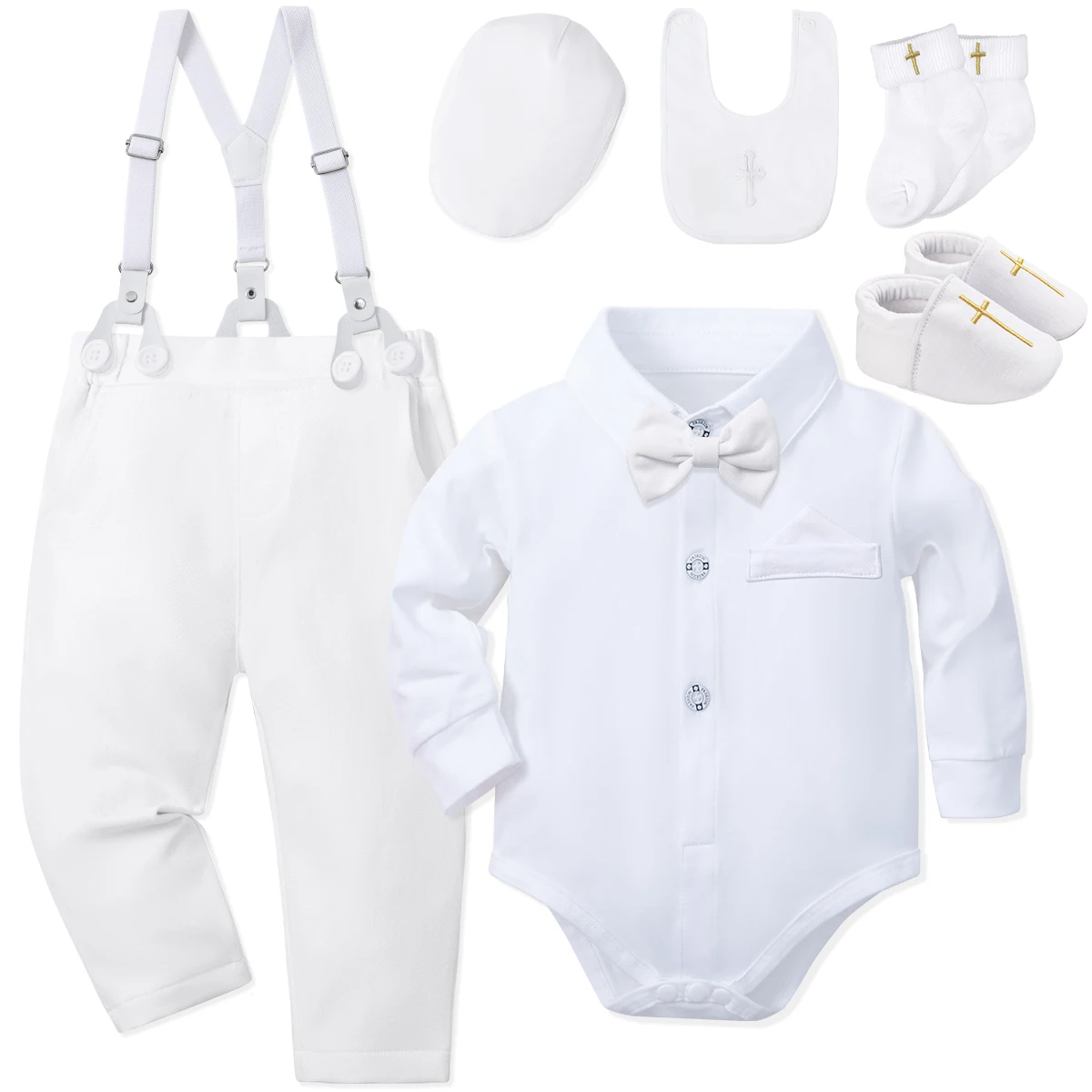Baby Boys Baptism Outfits Infant Christening Church Blessing Suit Newborn Easter Birthday Party Girft White Clothes Set