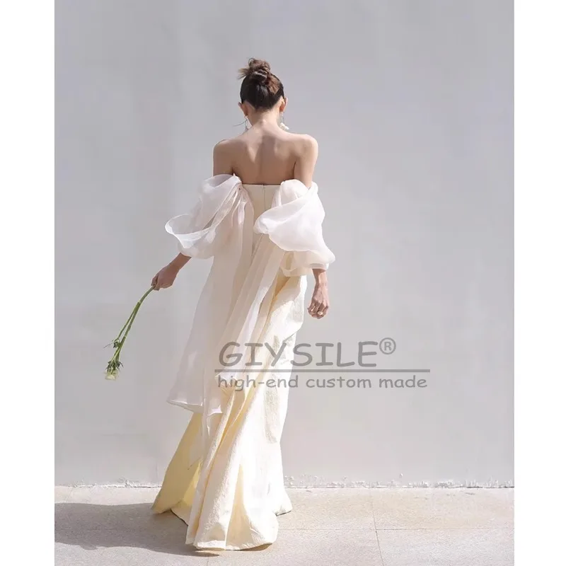 

GIYSILE Customized White Light Wedding Dress Shoulder 2025 New Gauze Dress Skirt Light Luxury Dressing Gown Formal Women Elegant