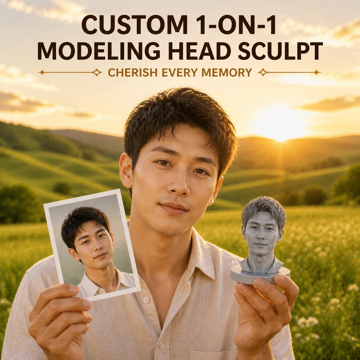 

3D Printed Personalized Head Statue, Custom Portrait Sculpture Ornament, 10cm Elegant Craft Decor for Office & Home