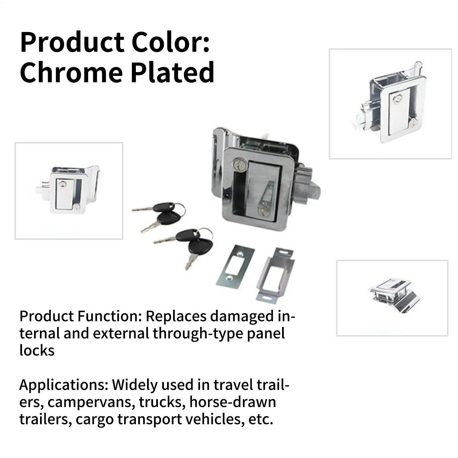 

Rv Door Lock Replacement Heavy Duty Anti-Theft Metal With 2 Keys Travel Trailer Latch Door Lock Set For Motorhome Hauler