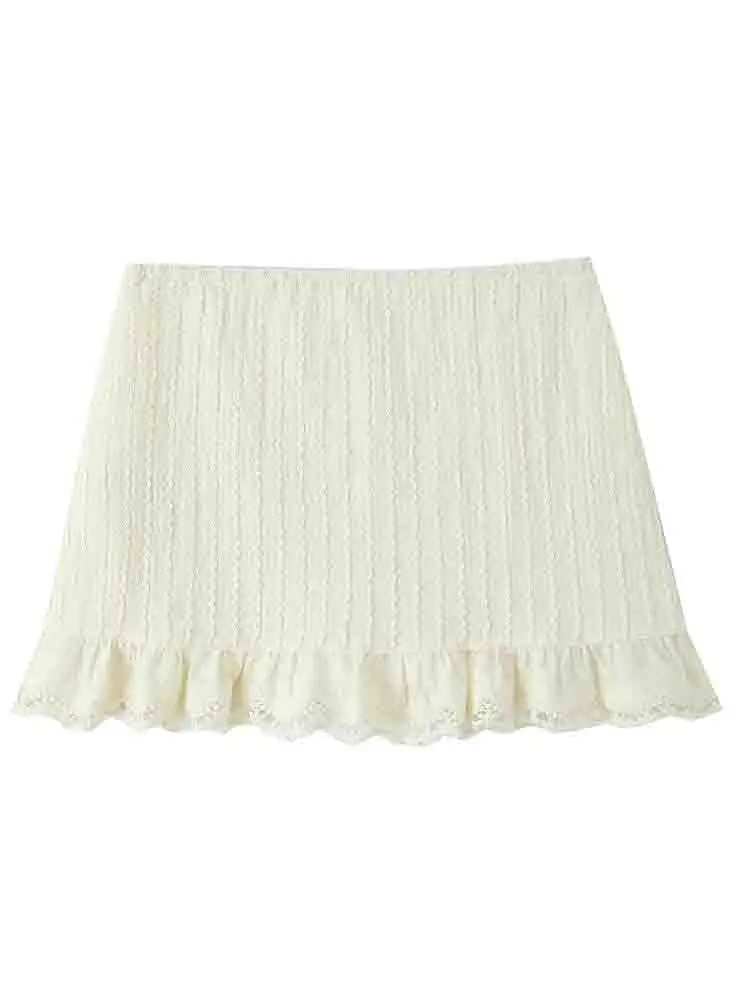 

Новая женская мода в европейском стиле, темпераментная кружевная строчка, облегающая бедра, тонкая трикотажная короткая юбка, юбка