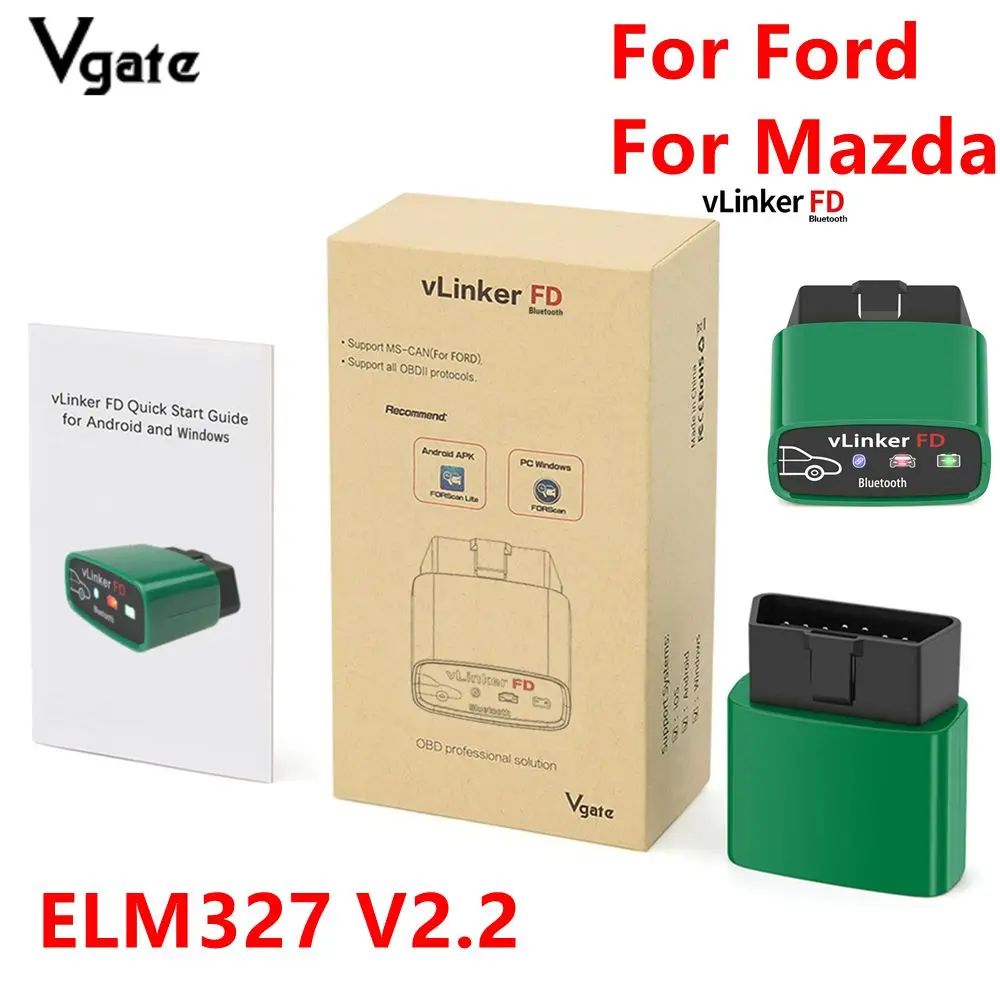 

НОВЫЙ Vgate vLinker FD FD + для Mazda для Ford ELM327 BT OBD2 считыватель кодов для Android, Windows и IOS Автомобильный диагностический инструмент MS CAN