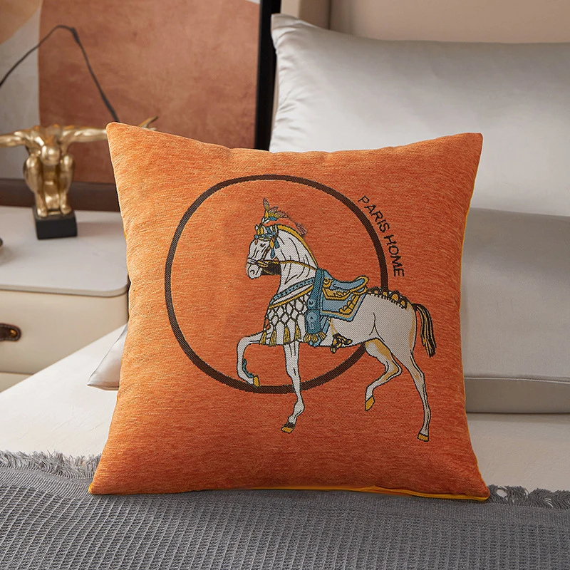 Croker Horse 45x45cm Throw Pillow Cushion Covers Pack Of 2 Pcs - Luxury Horse Embroidery Modern Style Couch Sofa Pillow Covers