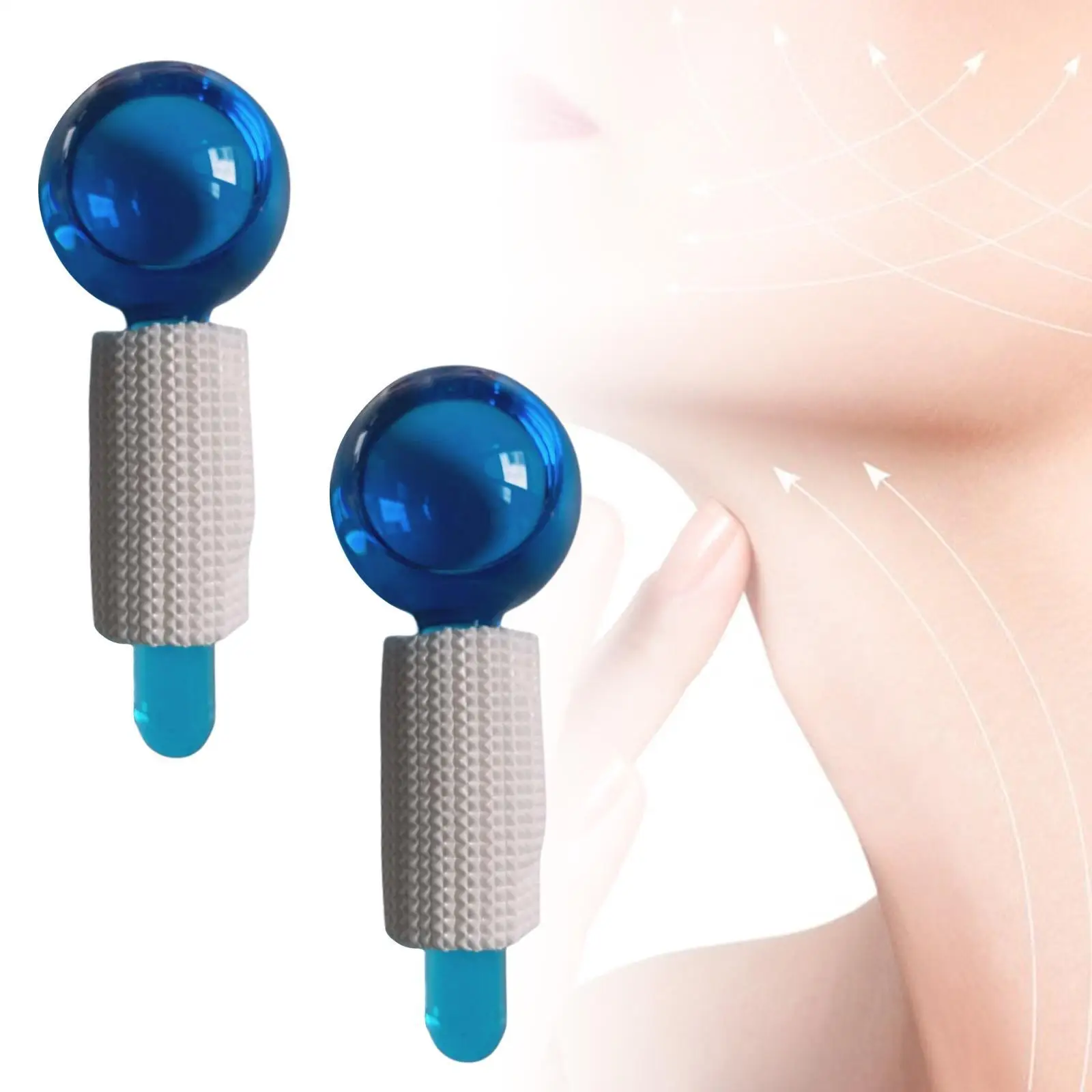 2Pcs Ice Globe Anti-Aging Face and Eye Skin Treatment Cooling Facial Roller Twinkle Clear