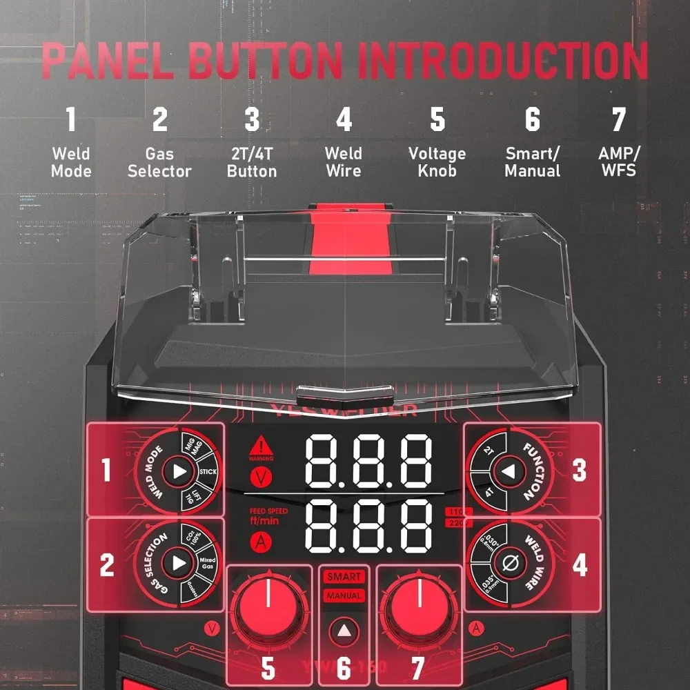 160A เชื่อมหลายกระบวนการ MiG ฟลักซ์เชื่อม/ยก TIG/ติด Arc เชื่อม4 in 1ควบคุมการทำงานร่วมกัน110V/220V แรงดันไฟฟ้าคู่