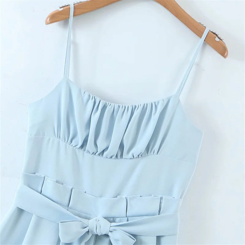 Vải Xếp Tất Không Tay Rompers Nữ Hở Lưng Rộng Chân Voan Playsuits Áo Liền Quần Đi Biển Mùa Hè Jumpsuit Ngắn