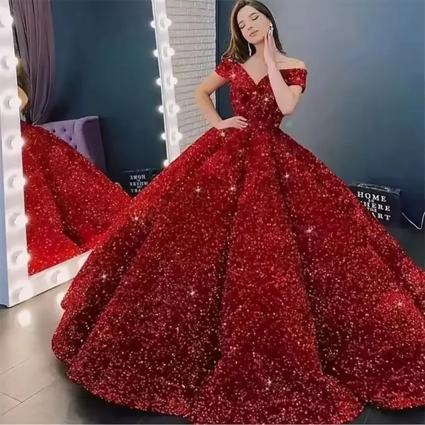 Luxury Ball Gown Sequin Quinceanera Dresse Shiny Sweet 15 Birthday Dresses Vestido De 15 Quinceañera Princess Prom Dress