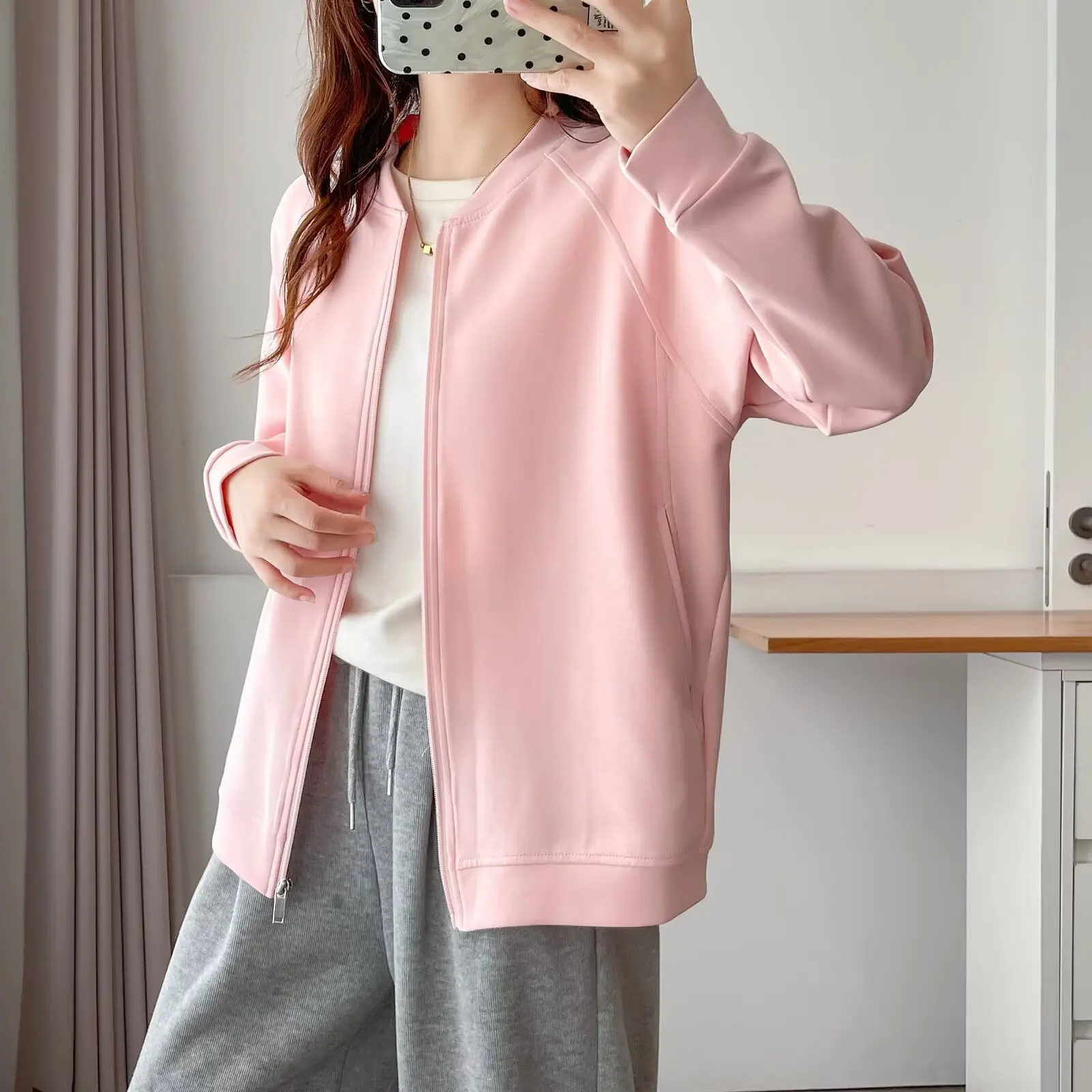 

XXXXXL модное женское пальто больших размеров, осенняя новая простая бейсбольная куртка, повседневный и универсальный кардиган на молнии 5552