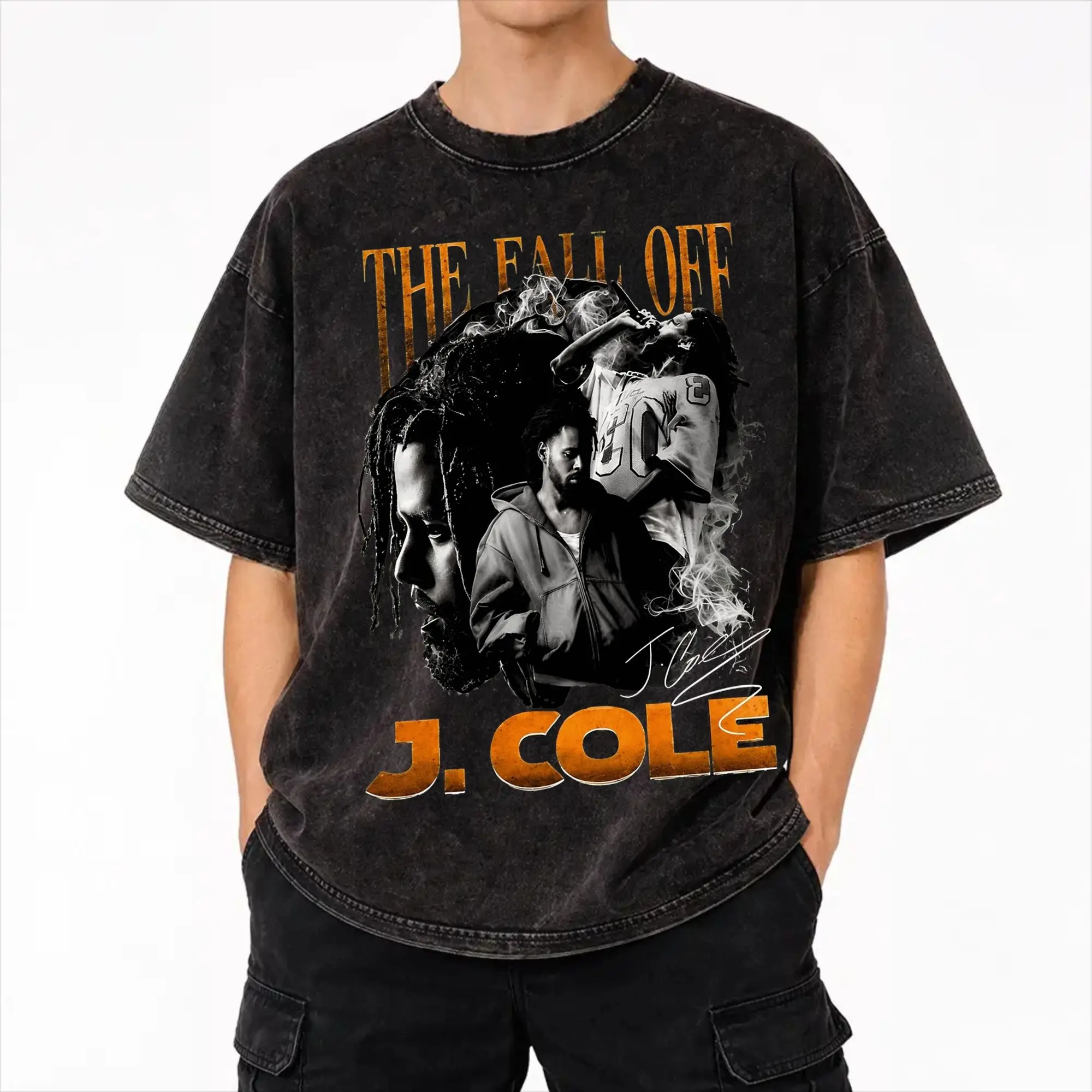 J Cole The Fall Off 2026 Tour Outfit Washed T Shirts Men Women Streetwear Hip Hop T-Shirts Summer  Tees Short Sleeve
