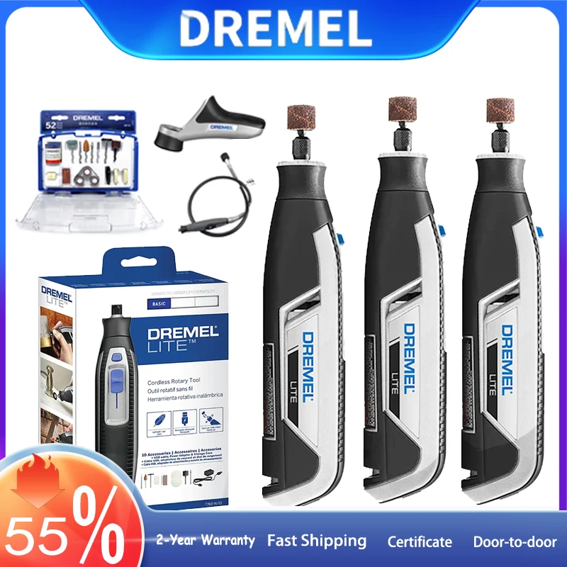 5 IN 1 Mini Rotary Tool DREMEL 7760 3.6V Rechargeable Cordless Electric Grinder Sanding Engraing Pen Cutting Disc Drill Machine